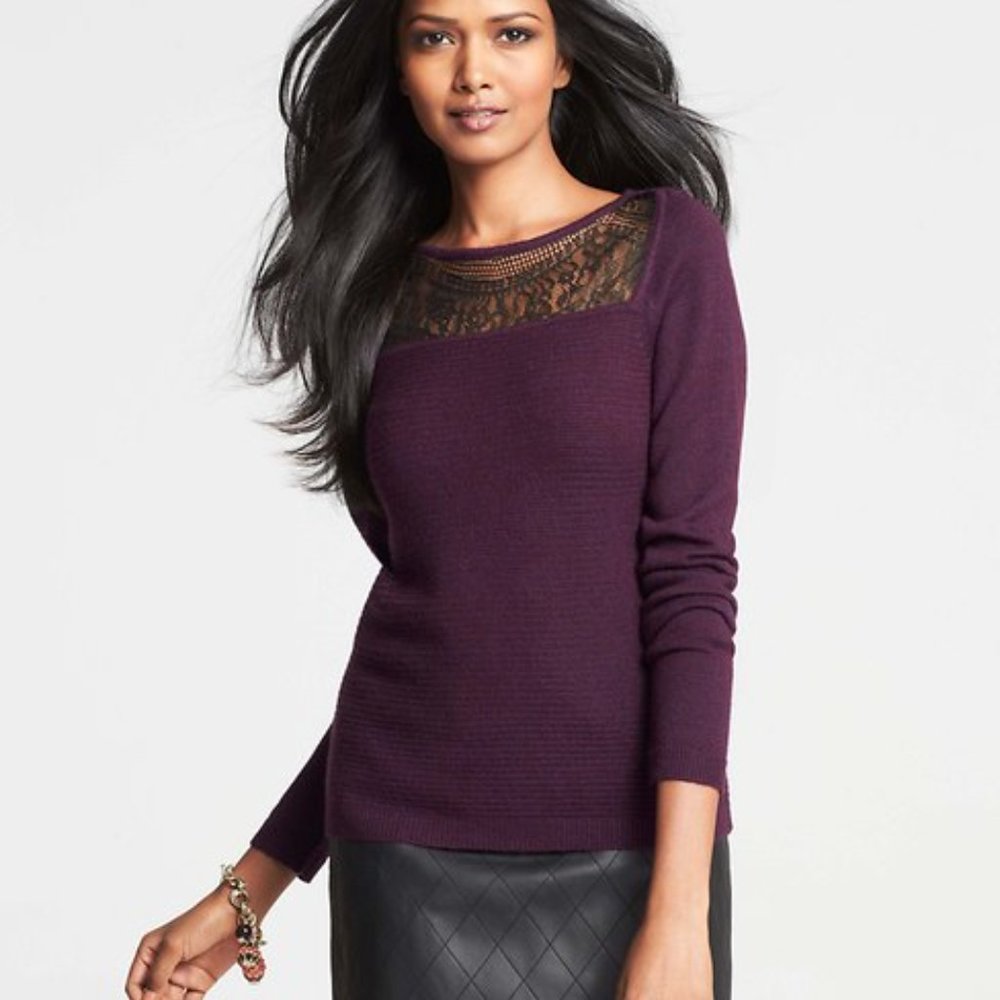 Ann Taylor Lace Yoke Sweater S